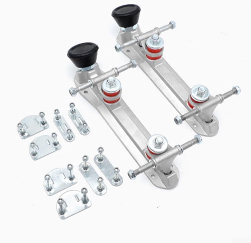 Cloudpower Roller Skating Plate Set, Aluminum Alloy Quad Roller Skate Plates Set Adjustable Height Brake Wheel Truck For Indoor Roller Skating(43-45 black) - Image 1